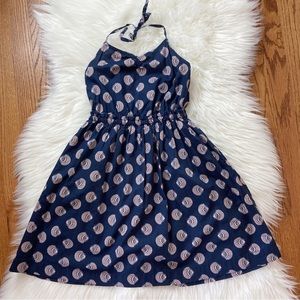 J.Crew Crewcuts Seashell Print Halter Summer Dress Navy Blue Girl Size 8